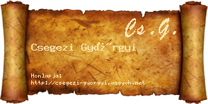 Csegezi Györgyi névjegykártya